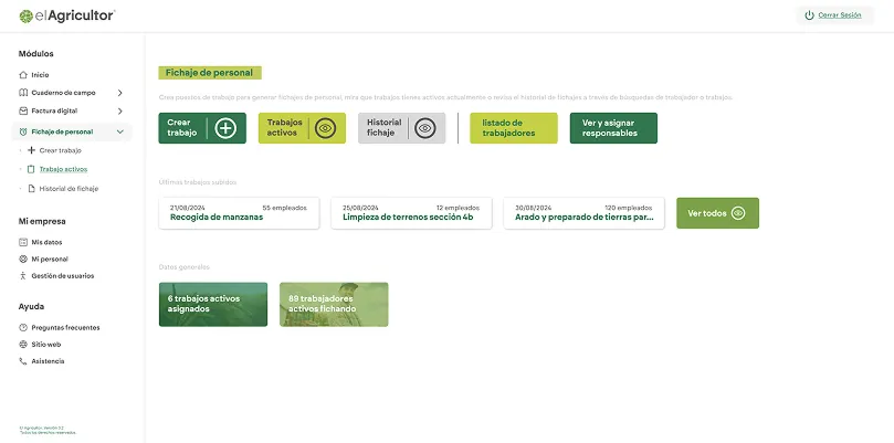 Pantalla de factura electrónica agrícola de El Agricultor